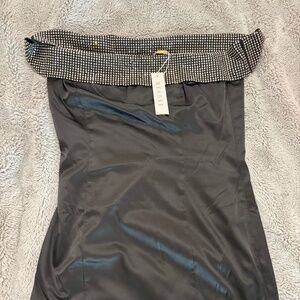 Womens meshki off the shoulder black satin dress large